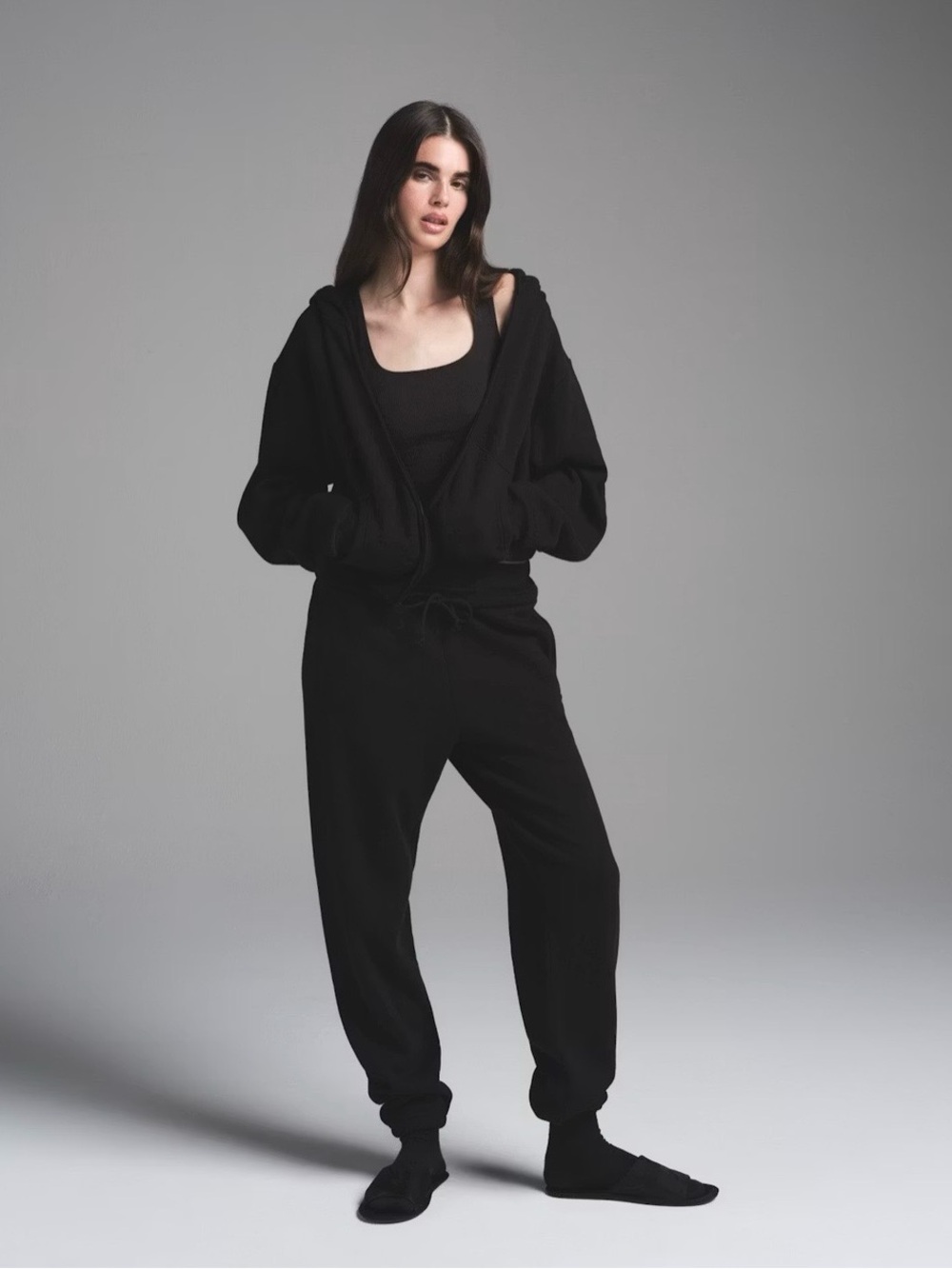 NWT SKIMS Cozy Fleece Classic Zip-Up Hoodie Sz XL in Onyx